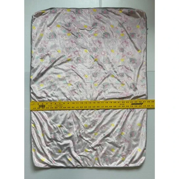 Chick Pea Pink Gray Elephant Butterfly Flowers Sherpa Kids Baby Lovey Blanket - Picture 8 of 11